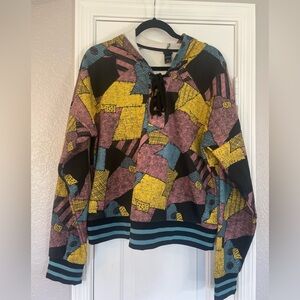Disney The Nightmare Before Christmas Sally Patchwork Hoodie Sweatshirt Sz XL